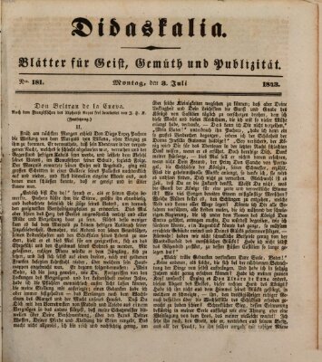 Didaskalia Montag 3. Juli 1843