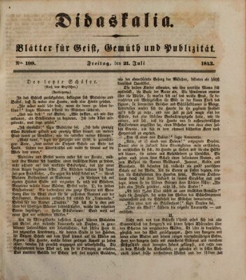 Didaskalia Freitag 21. Juli 1843