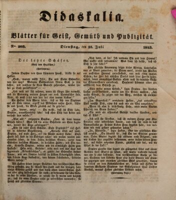 Didaskalia Dienstag 25. Juli 1843