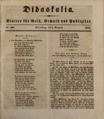 Didaskalia Dienstag 1. August 1843