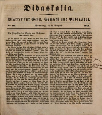 Didaskalia Sonntag 6. August 1843