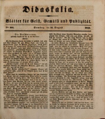 Didaskalia Samstag 12. August 1843