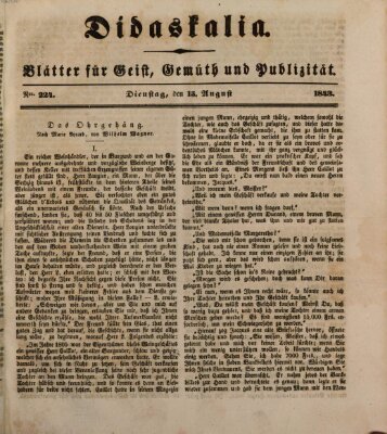 Didaskalia Dienstag 15. August 1843