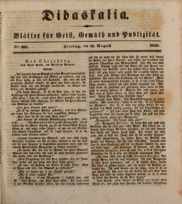 Didaskalia Freitag 18. August 1843