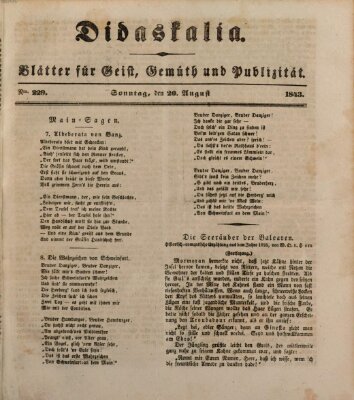 Didaskalia Sonntag 20. August 1843