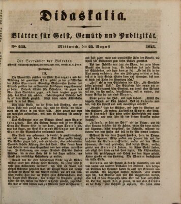 Didaskalia Mittwoch 23. August 1843