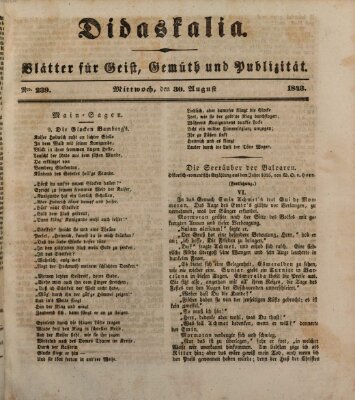 Didaskalia Mittwoch 30. August 1843