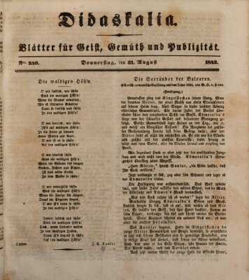 Didaskalia Donnerstag 31. August 1843