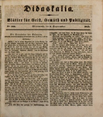 Didaskalia Mittwoch 6. September 1843