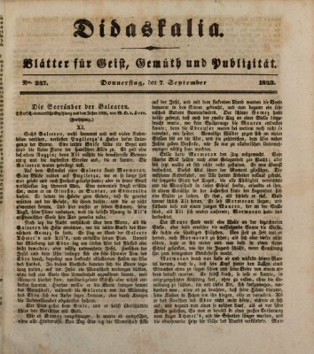 Didaskalia Donnerstag 7. September 1843