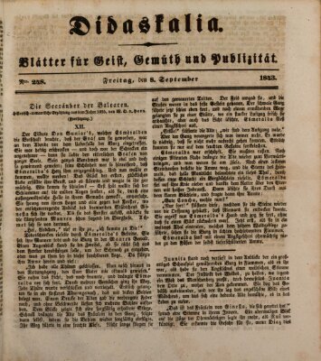 Didaskalia Freitag 8. September 1843