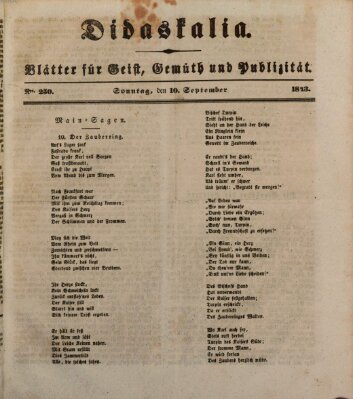 Didaskalia Sonntag 10. September 1843