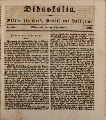 Didaskalia Mittwoch 20. September 1843