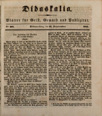 Didaskalia Donnerstag 21. September 1843