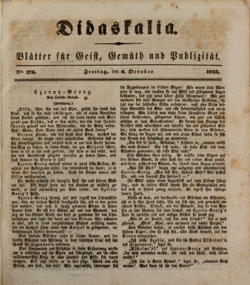 Didaskalia Freitag 6. Oktober 1843