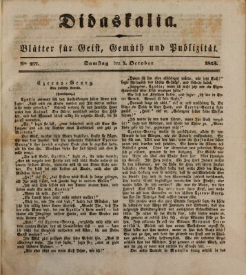 Didaskalia Samstag 7. Oktober 1843