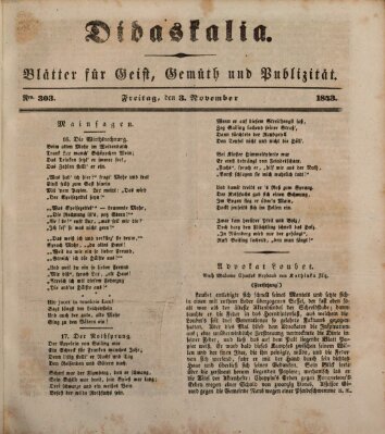 Didaskalia Freitag 3. November 1843