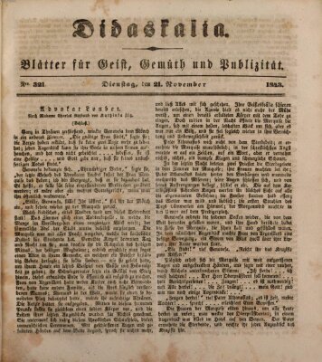 Didaskalia Dienstag 21. November 1843