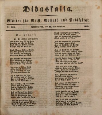 Didaskalia Mittwoch 22. November 1843