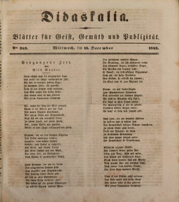 Didaskalia Mittwoch 13. Dezember 1843