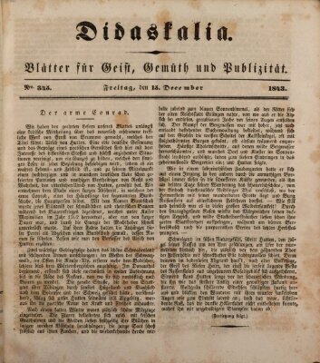 Didaskalia Freitag 15. Dezember 1843