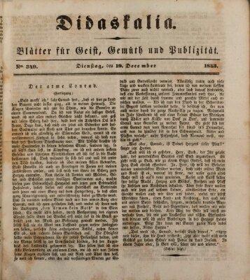 Didaskalia Dienstag 19. Dezember 1843