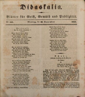 Didaskalia Montag 25. Dezember 1843