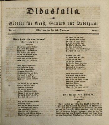 Didaskalia Mittwoch 31. Januar 1844