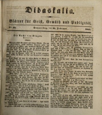 Didaskalia Donnerstag 22. Februar 1844