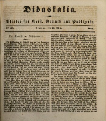 Didaskalia Freitag 29. März 1844