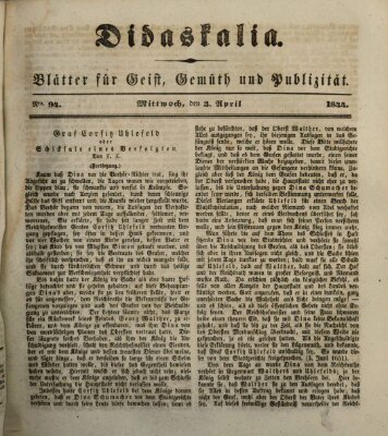 Didaskalia Mittwoch 3. April 1844