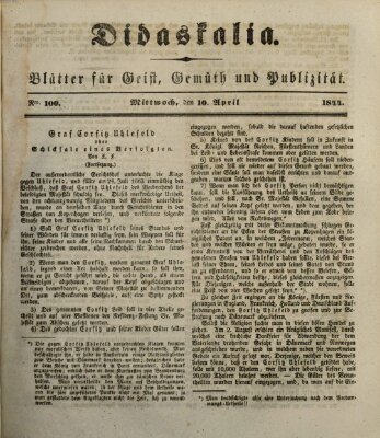 Didaskalia Mittwoch 10. April 1844