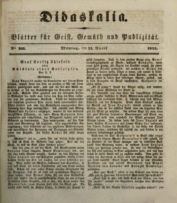 Didaskalia Montag 15. April 1844