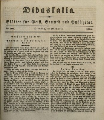 Didaskalia Dienstag 16. April 1844