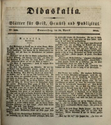 Didaskalia Donnerstag 18. April 1844