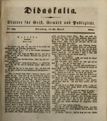 Didaskalia Dienstag 23. April 1844