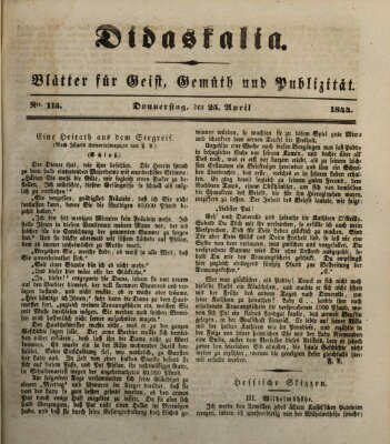 Didaskalia Donnerstag 25. April 1844