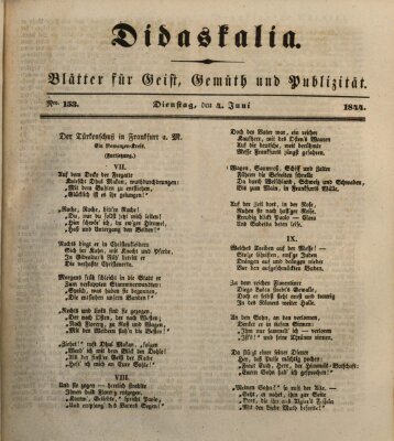 Didaskalia Dienstag 4. Juni 1844