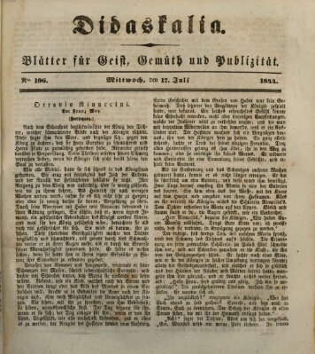 Didaskalia Mittwoch 17. Juli 1844