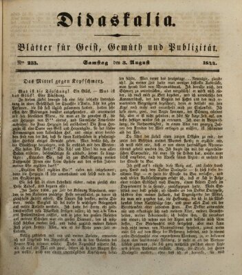 Didaskalia Samstag 3. August 1844