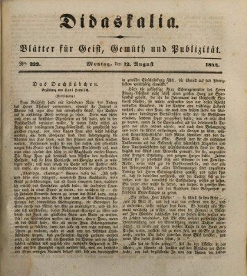 Didaskalia Montag 12. August 1844