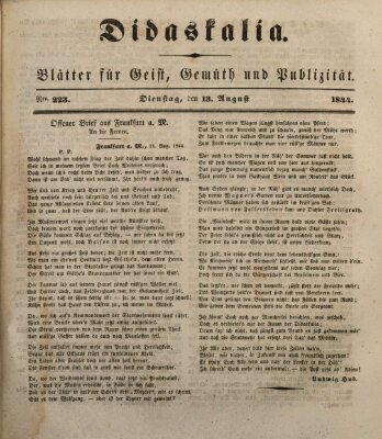 Didaskalia Dienstag 13. August 1844