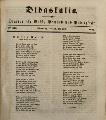 Didaskalia Montag 19. August 1844