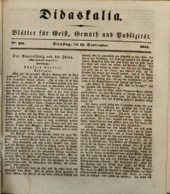 Didaskalia Dienstag 10. September 1844