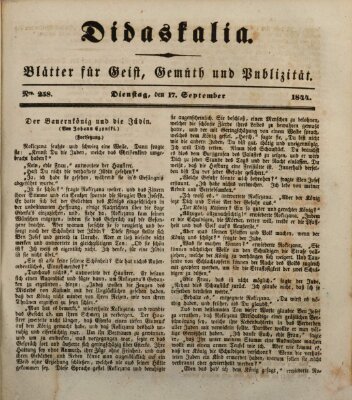 Didaskalia Dienstag 17. September 1844