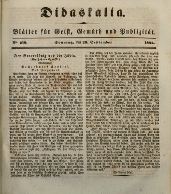 Didaskalia Sonntag 29. September 1844