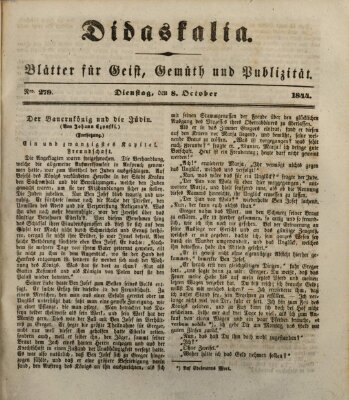 Didaskalia Dienstag 8. Oktober 1844