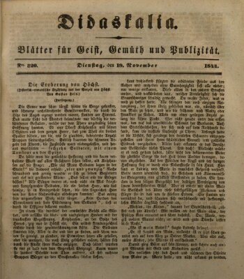 Didaskalia Dienstag 19. November 1844
