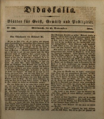 Didaskalia Mittwoch 27. November 1844