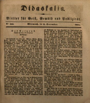 Didaskalia Mittwoch 11. Dezember 1844